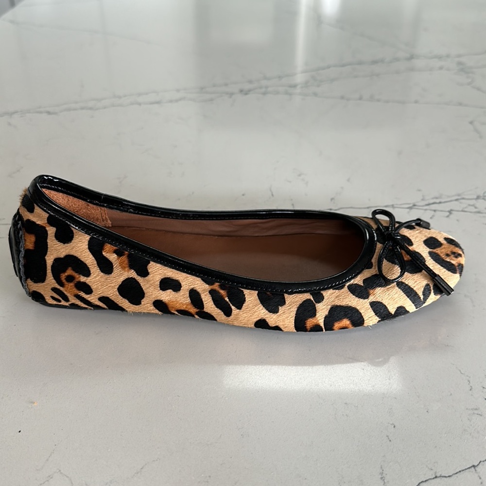 Donald J. Pliner Black Tan Leopard Print Calf Hair and Leather Ballet Flats - Picture 5 of 8